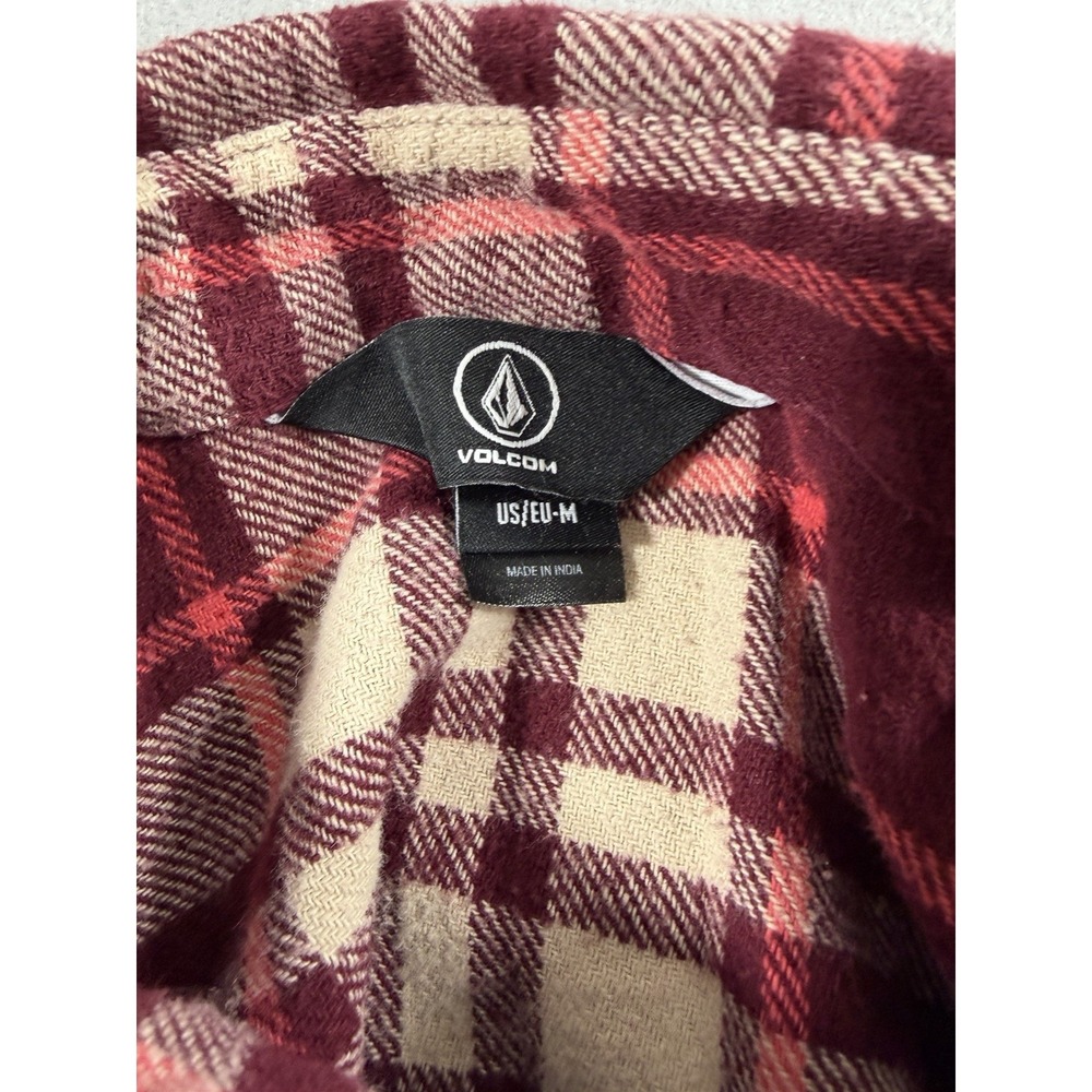 Volcom Red Plaid Flannel Shirt Men's Medium Outdoors Skate Surf - Picture 6 of 7